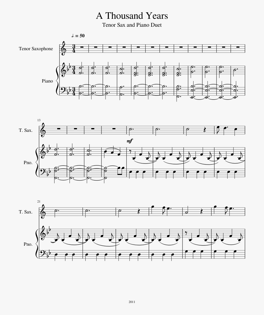 Transparent Tenor Sax Clipart - Partition Violon Shallow, Transparent Clipart