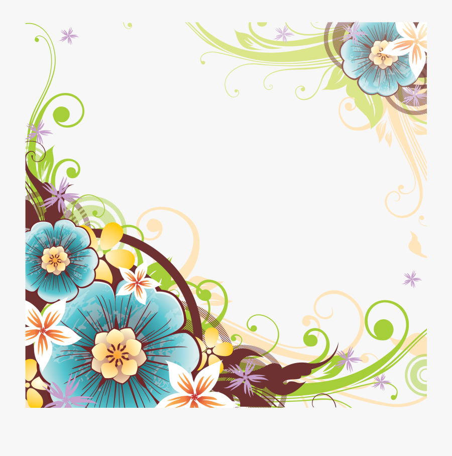 Цветы И Чернильница - Flower Corner Border Design, Transparent Clipart