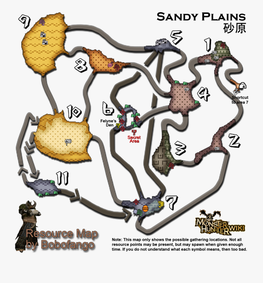 Transparent Ice Crystals Png - Sandy Plains Map Mh3u, Transparent Clipart