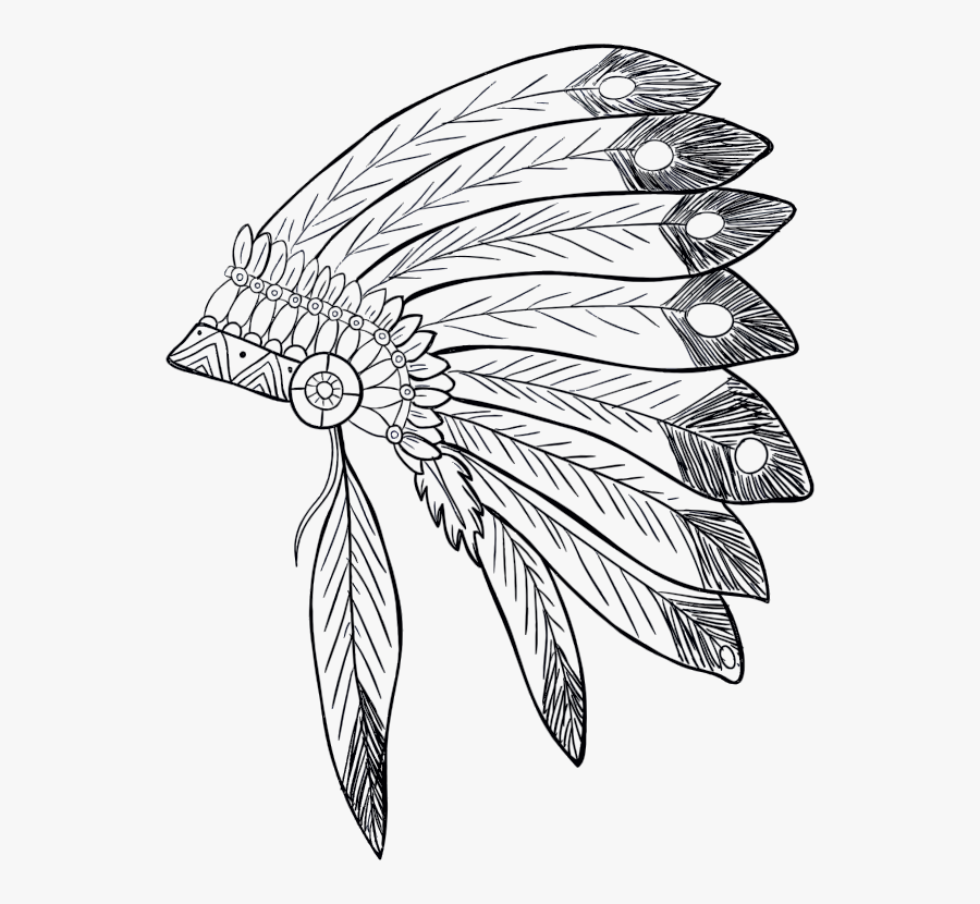 Native American Headdress Drawing, Transparent Clipart