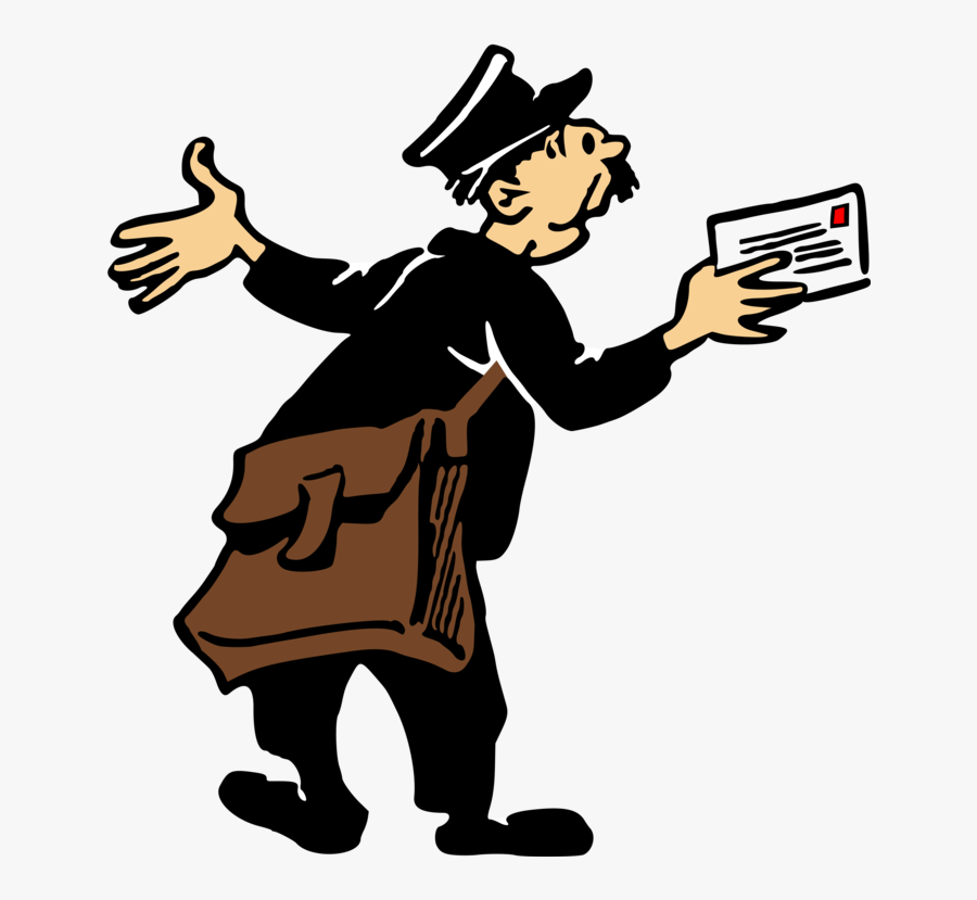 Art,cartoon,pleased - Postman Black And White Clipart Png, Transparent Clipart