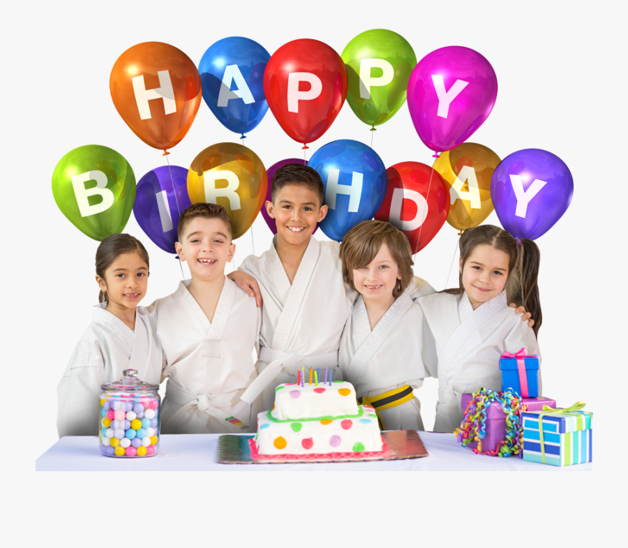 Kids At A Birthday Party With Balloons - Balloons With Happy Birthday, Transparent Clipart