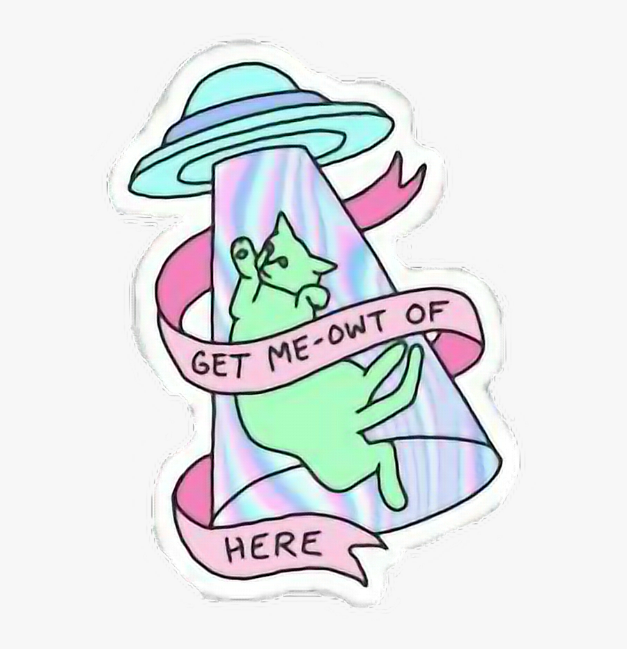 #holographic #cat #ufo #cute #alien #holographicstickers - Alien Stickers, Transparent Clipart