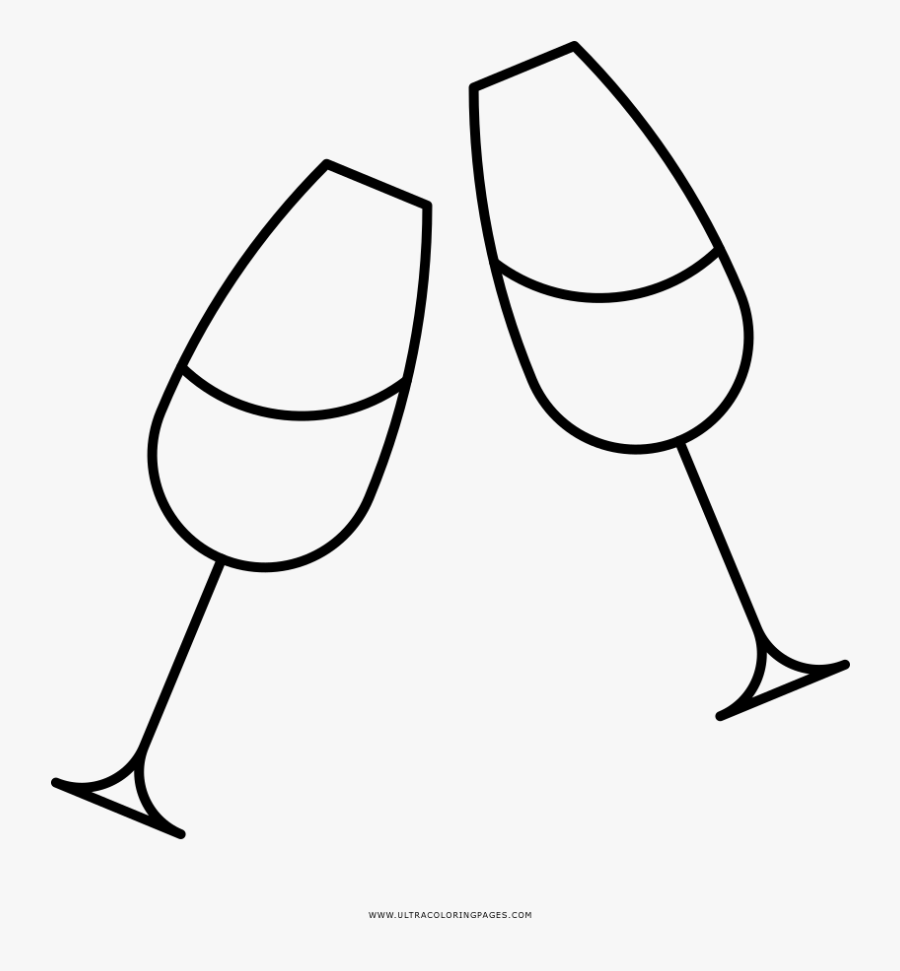 Champagne Flutes Coloring Page - Champagne Stemware, Transparent Clipart