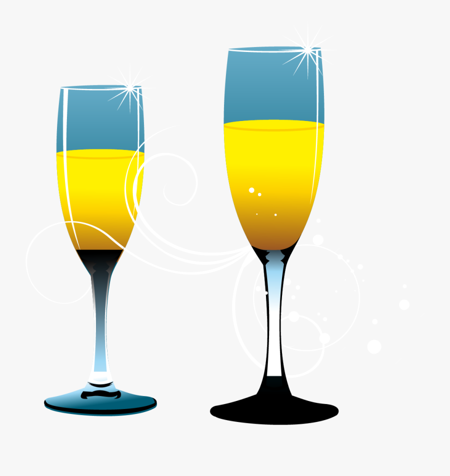 Champagne Glass Yellow - Wine Glass, Transparent Clipart