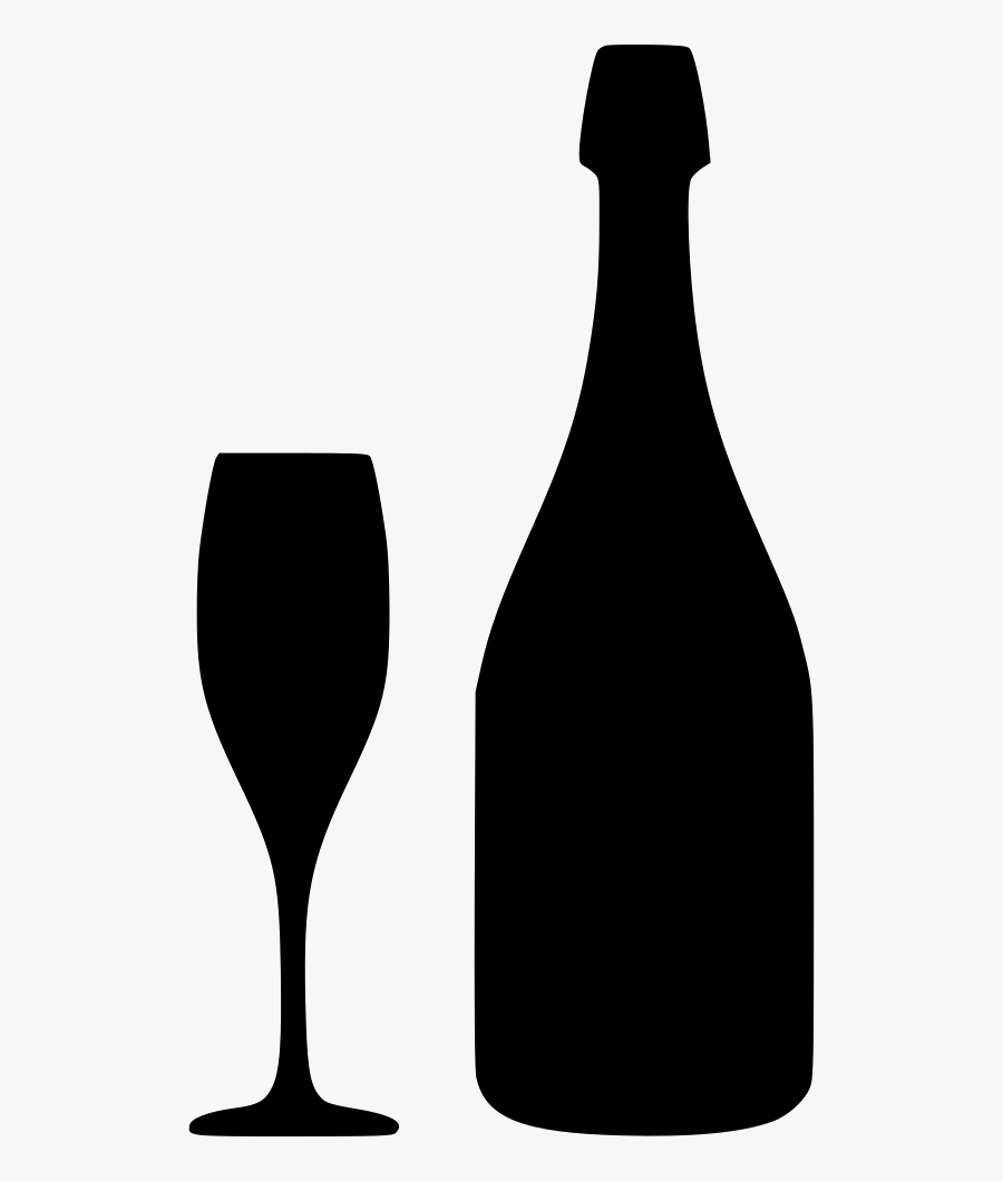 Champagne Clipart Svg - Black And White Champagne Bottle Clipart, Transparent Clipart