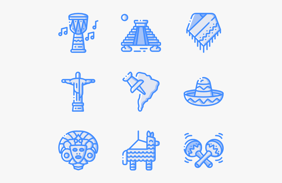 South America Icons, Transparent Clipart