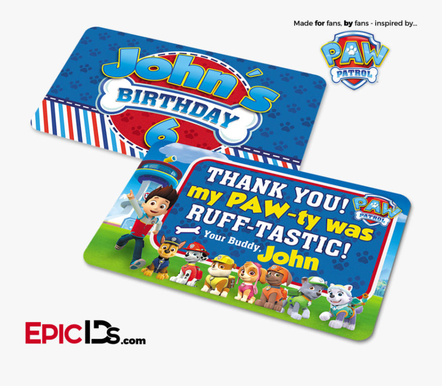 Paw Patrol Inspired Birthday Party "party Favor - Paw Patrol Birthday Souvenirs, Transparent Clipart