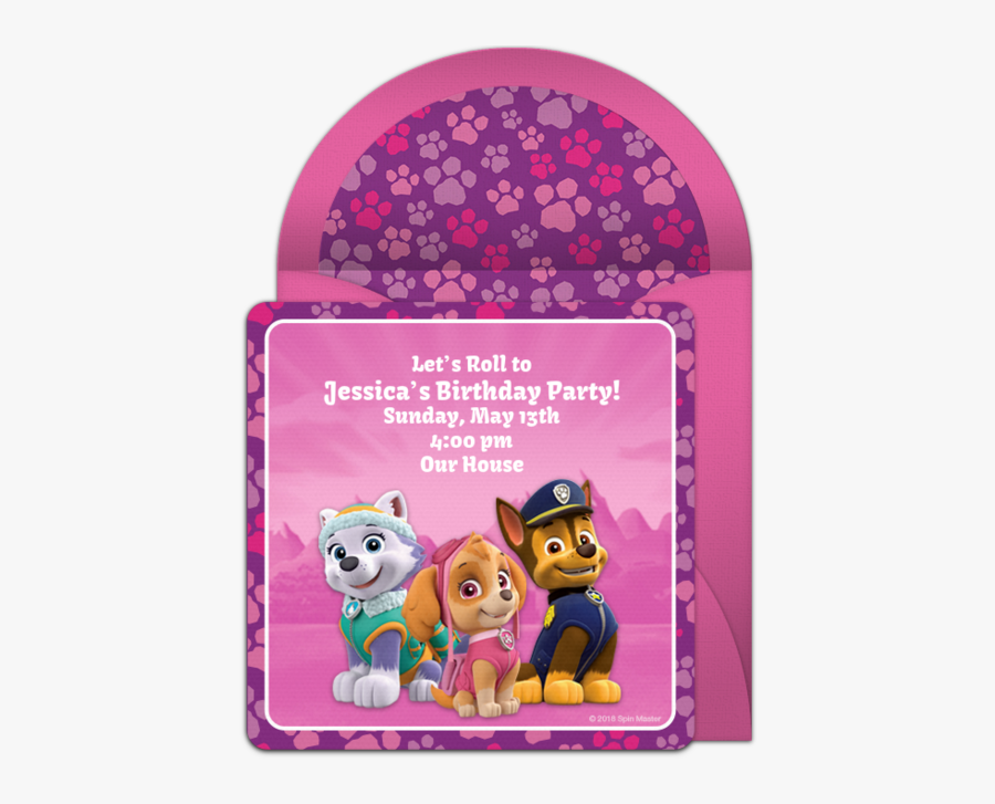 Pink Paw Patrol Invitations, Transparent Clipart