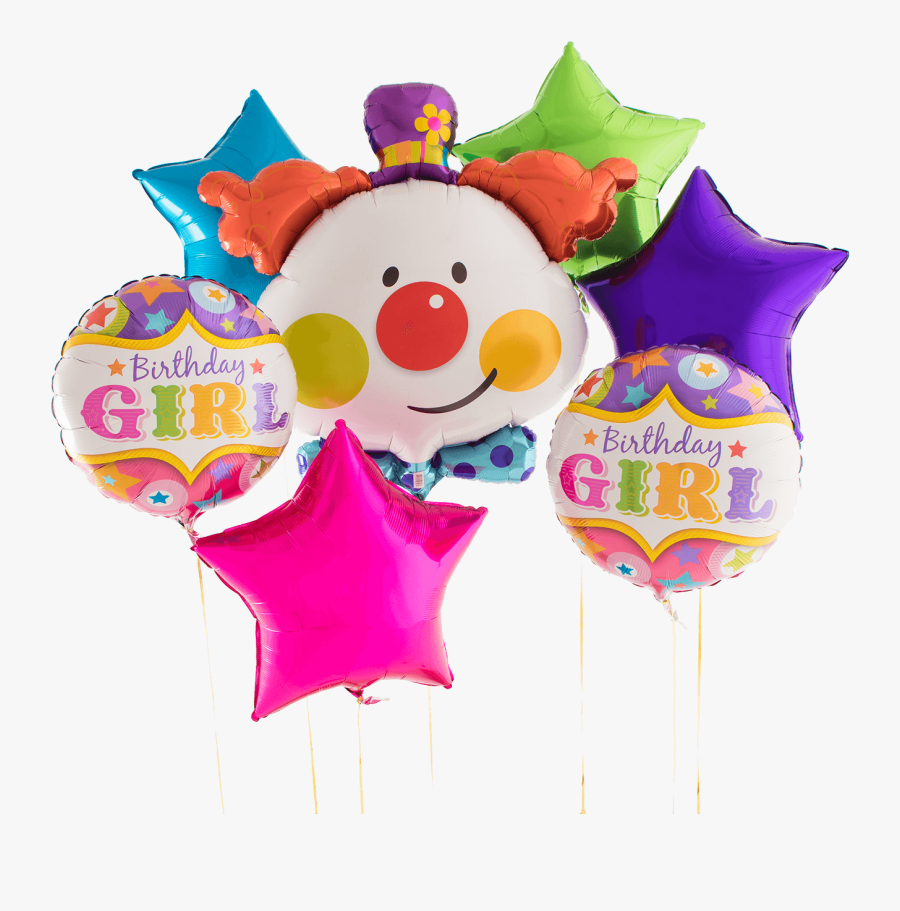 Cute Clown Birthday Girl Bunch - Balloon, Transparent Clipart