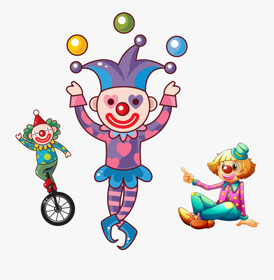 Hand Drawn Cartoon Cute Clown Decoration Vector - Circus Clown Clipart, Transparent Clipart