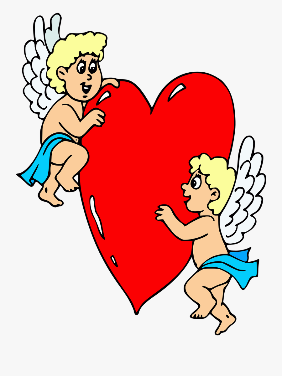 Angels, Heart, Cupid, Love, Celestial, Valentine"s - Cupid Heart Clip Art, Transparent Clipart