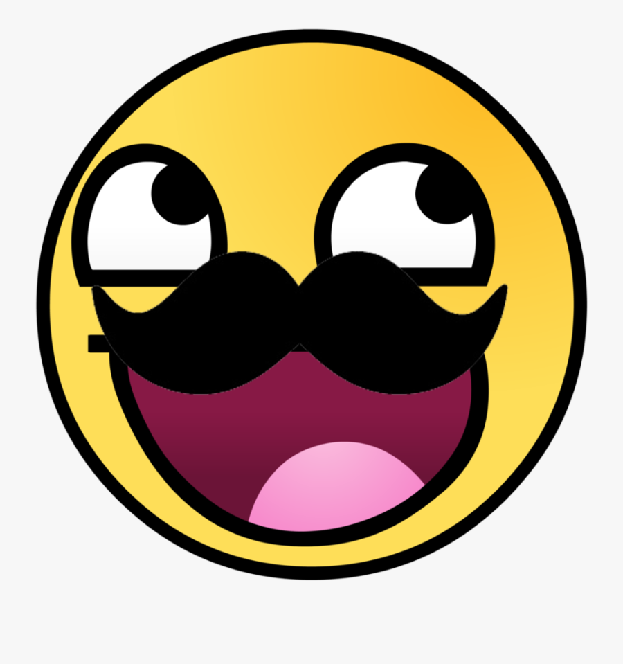 Smiley Face Moustache Emoticon Clip Art - Happy Face Meme Png, Transparent Clipart
