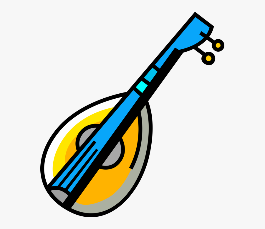 Vector Illustration Of Mandolin Stringed Musical Instrument - Oud Vector, Transparent Clipart