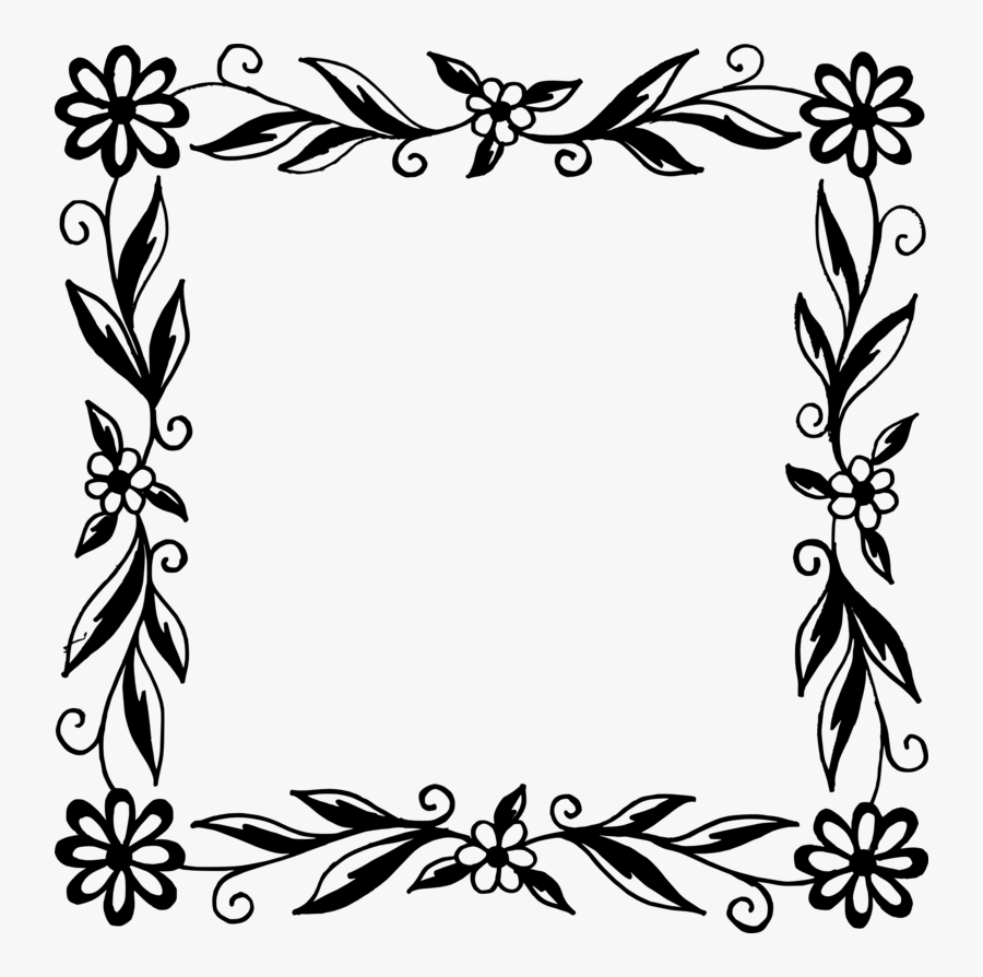 Flower Frame Black And White, Transparent Clipart