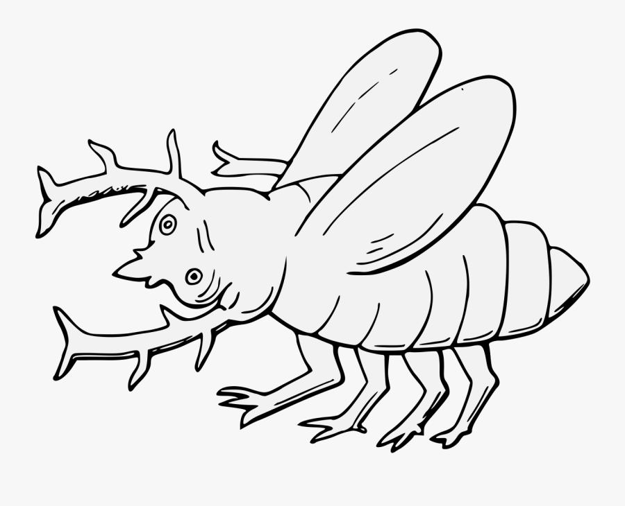 Stag Beetle Fesswise - Line Art, Transparent Clipart