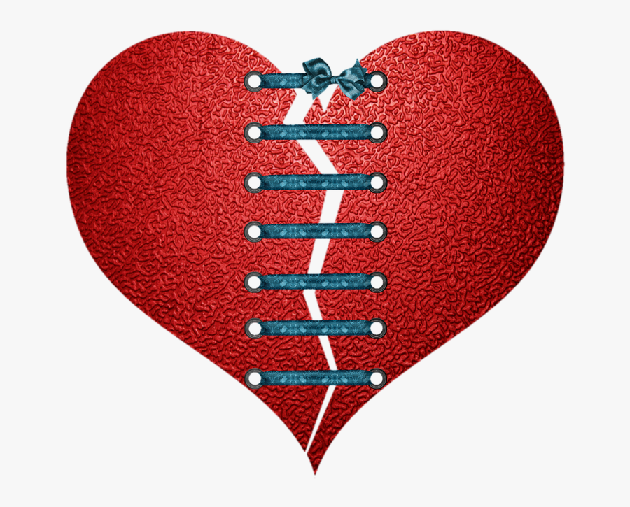 Heart Crack Broken Red Rope Ribbon Connective - Crack Heart Png, Transparent Clipart