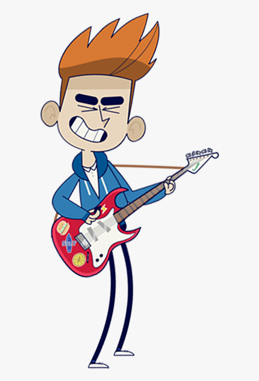 A Boy Playing Electric Guitar With His Eyes Closed - Cartoon, Transparent Clipart