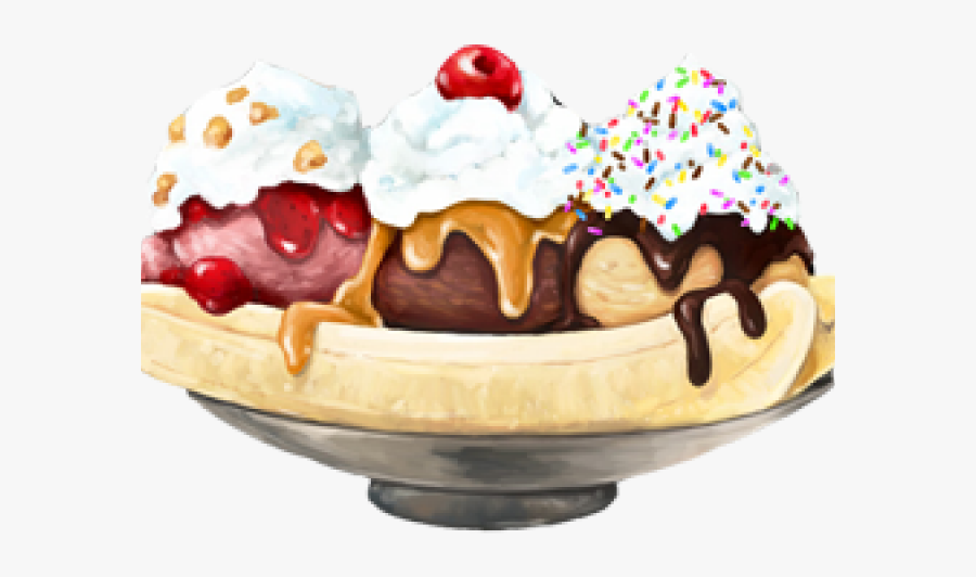 Ice Cream Banana Splits, Transparent Clipart