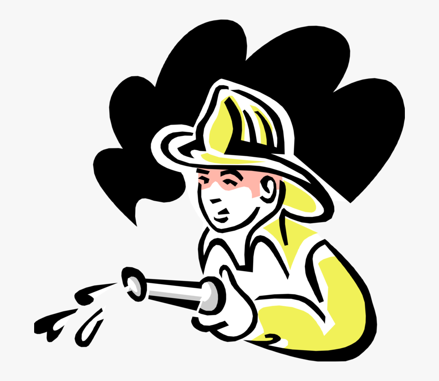 Fireman Clipart Water Hose - Firefighter Cartoon, Transparent Clipart