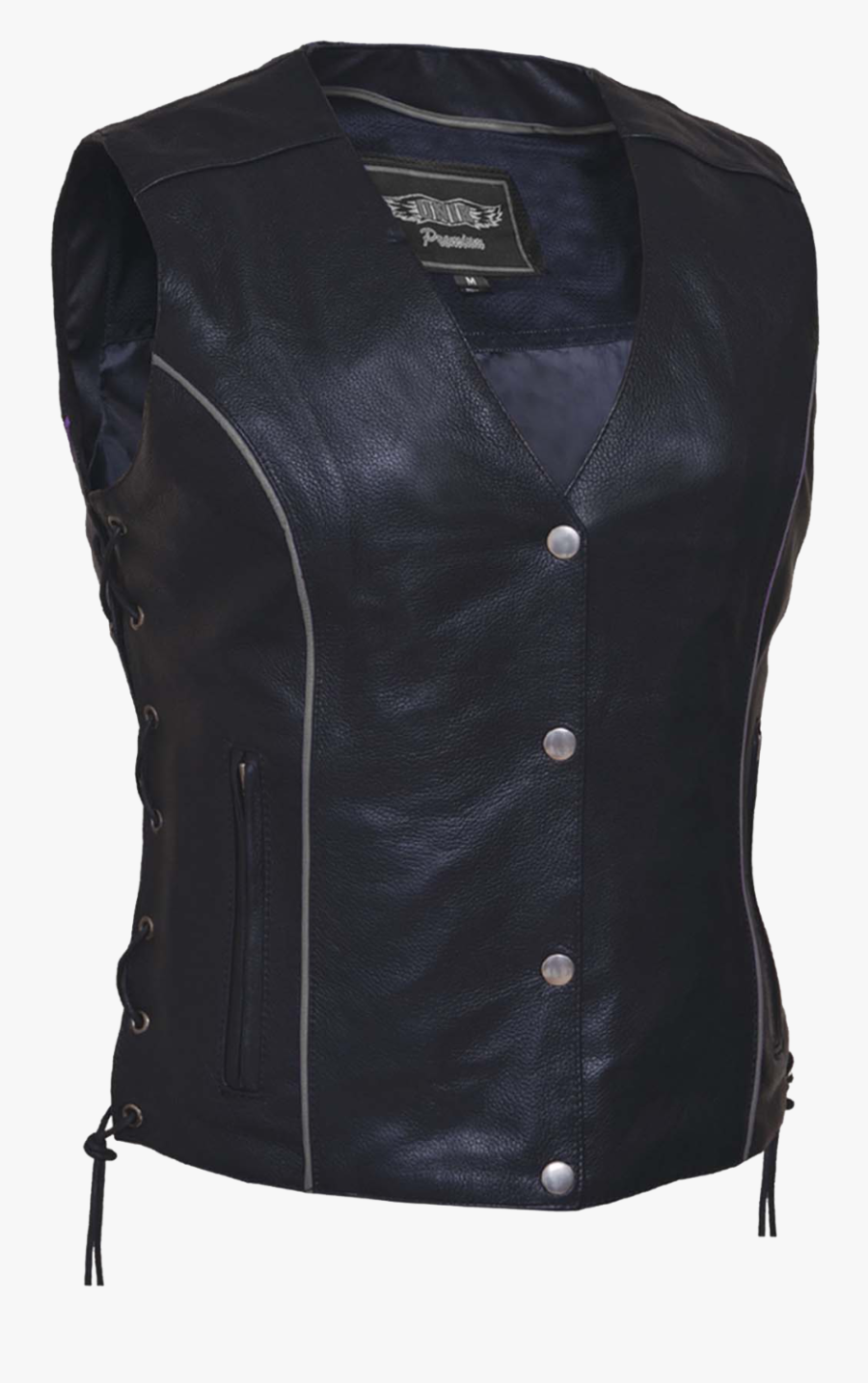 Ladies Motorcycle Leather Vest W/ Wings Detailing - Vest, Transparent Clipart
