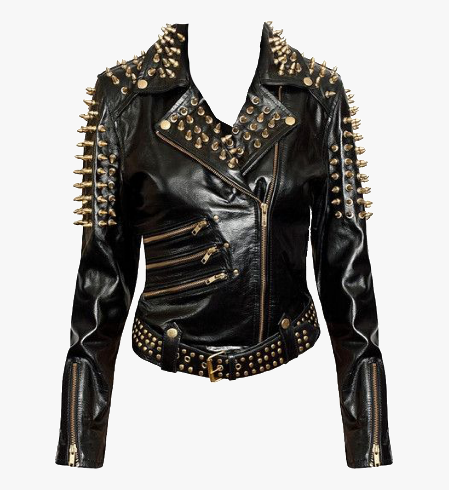 #leatherjacket #leather #punk #spikes #spiked #punkfashion - Spike Leather Jacket, Transparent Clipart