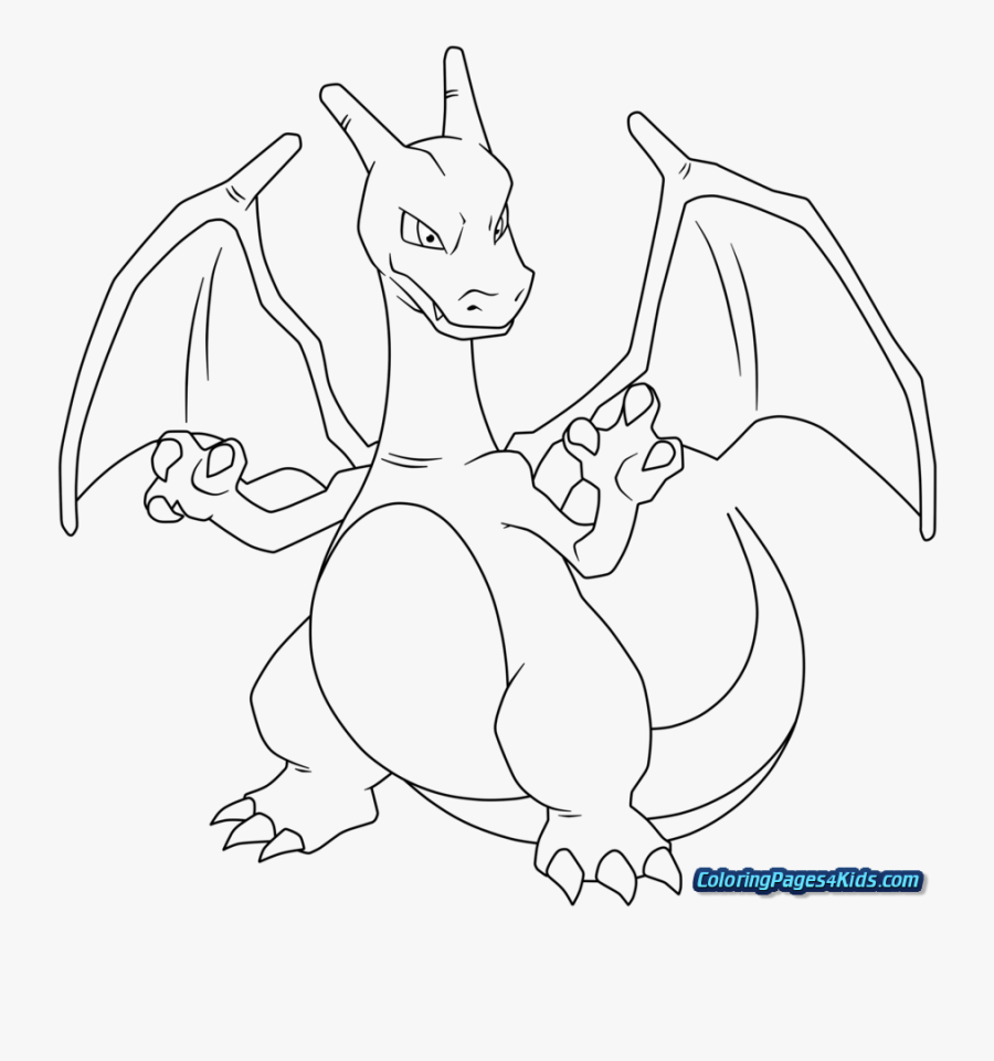 Charizard Coloring Page, Transparent Clipart