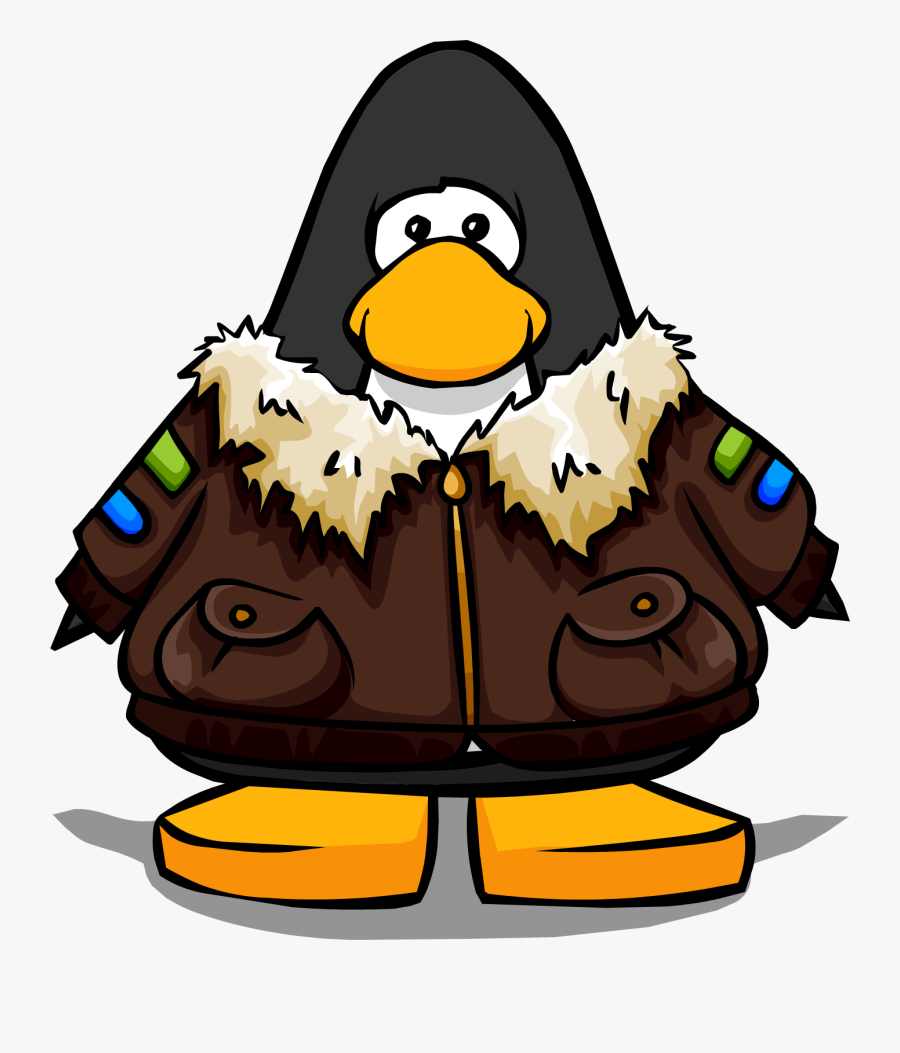 Leather Pilots Jacket On A Player Card - Club Penguin Maroon Penguin, Transparent Clipart