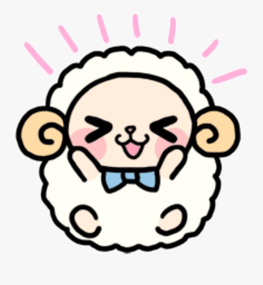 Sheep White Wool Cute Kawaii Animal Nature Lines Surpri - Cute Kawaii Ram Transparent, Transparent Clipart