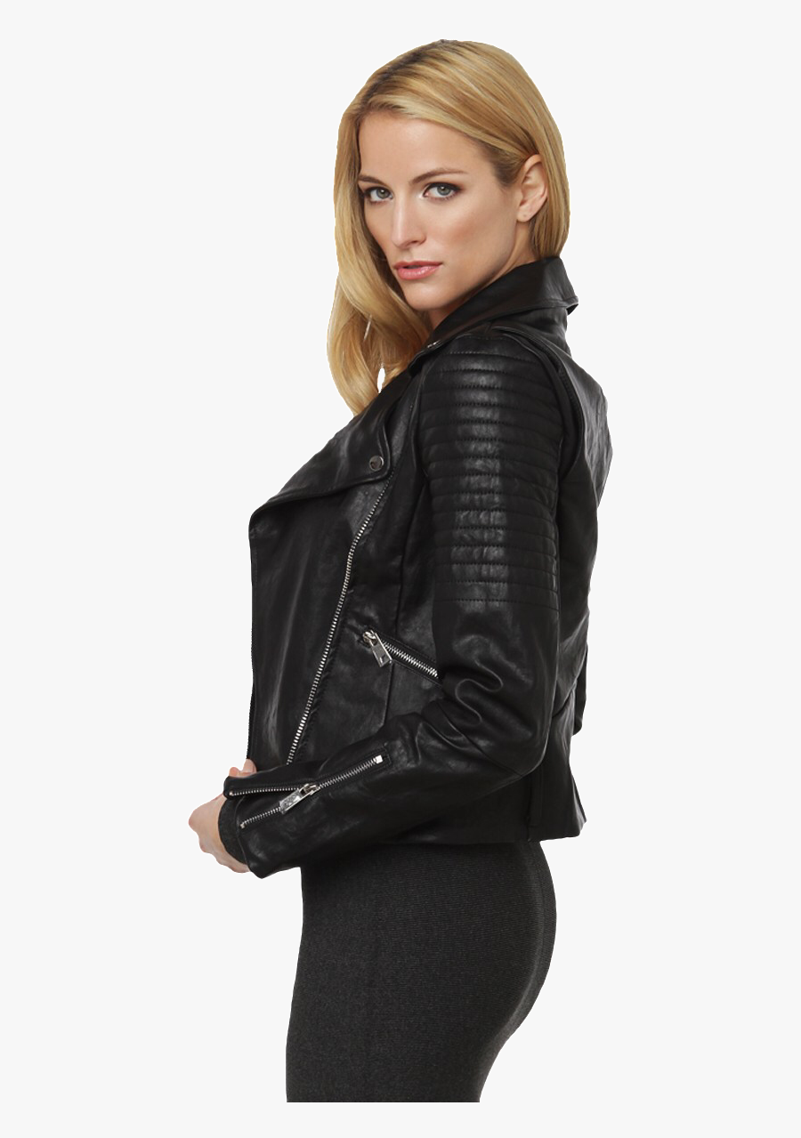 Blonde Girl In Black Leather Jacket - Girl In Leather Jacket Transparent, Transparent Clipart
