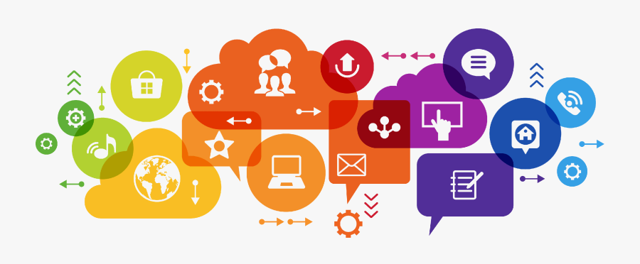 Colorful Bubbles With Images Such As People, Computers, - Media Information And Literacy, Transparent Clipart