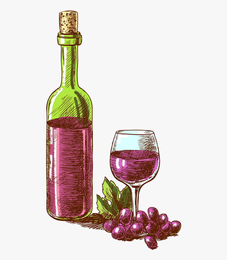 Vintage Wine Bottle Transparent Background, Transparent Clipart