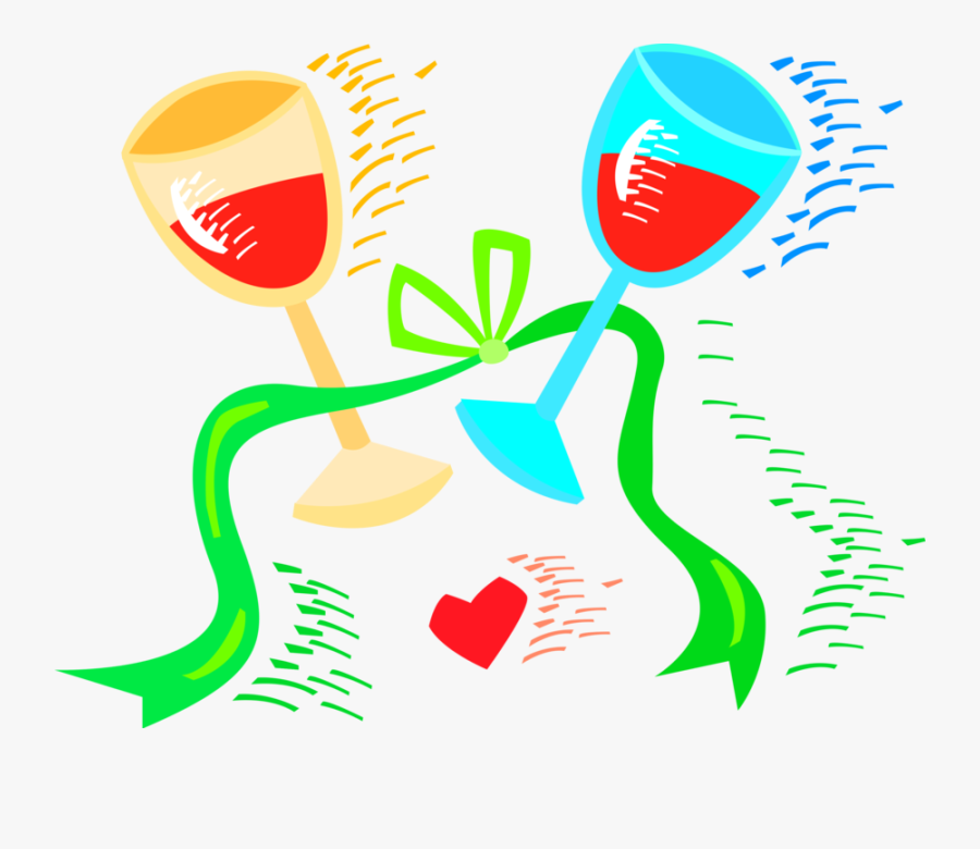 Vector Illustration Of Wedding Ceremony Wine Glasses, Transparent Clipart