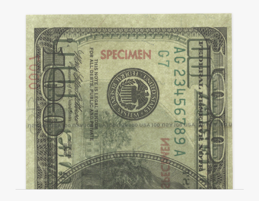 Clip Art Security Features U - 100 Dollar Bill, Transparent Clipart