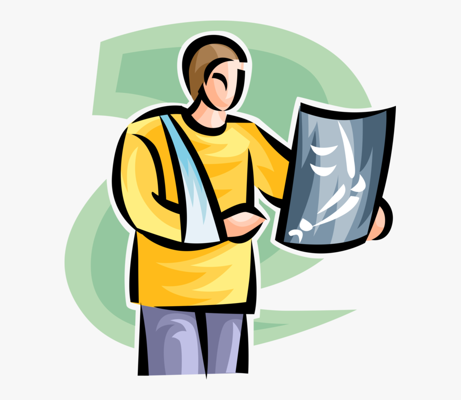 Vector Illustration Of Hospital Patient With Broken, Transparent Clipart