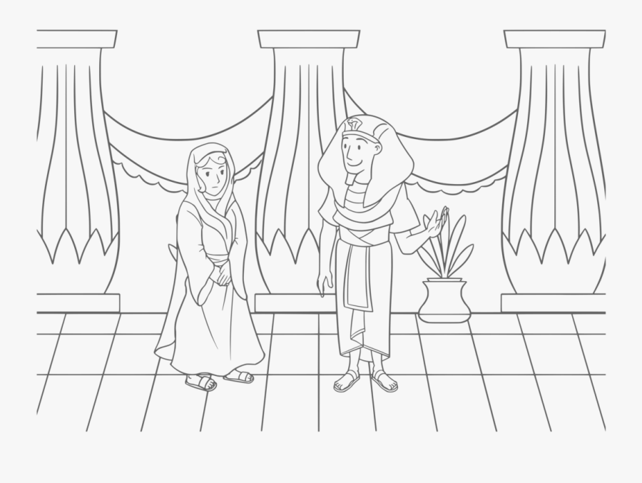 Symmetry,monochrome Photography,text - Abraham And Pharaoh Coloring Page, Transparent Clipart