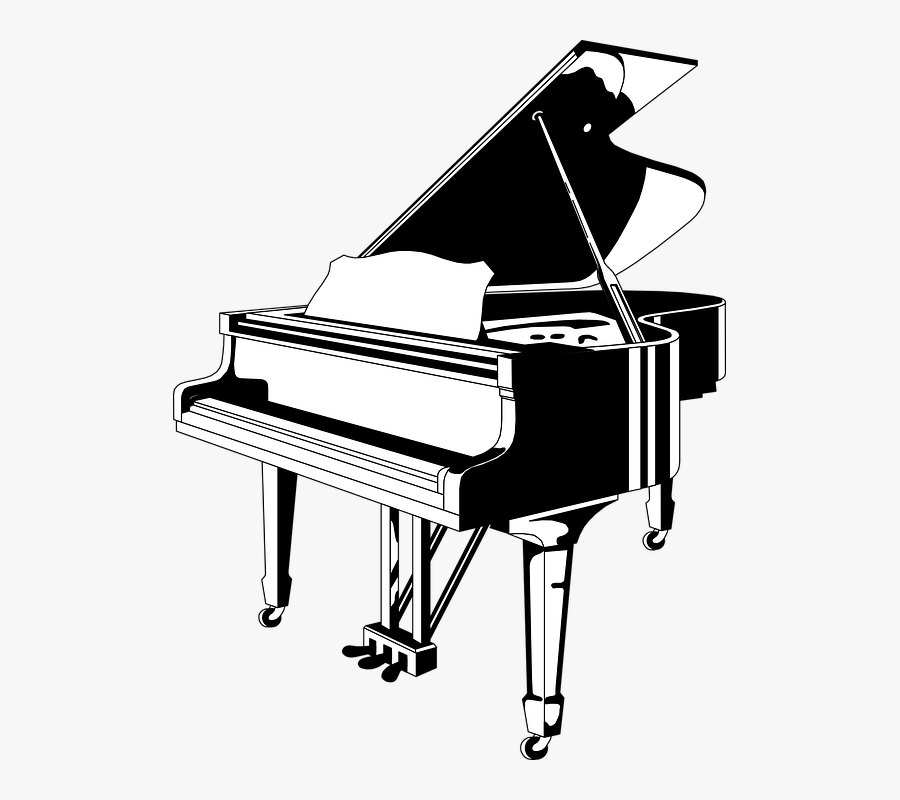 Piano Black And White, Transparent Clipart