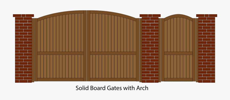 Solid Board Gates With Arch - Wood, Transparent Clipart