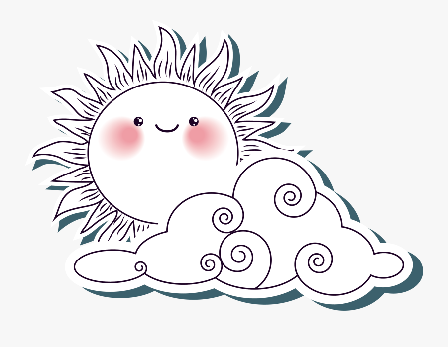 Sunlight Drawing Cloud - Clouds With Sun Drawing Png, Transparent Clipart