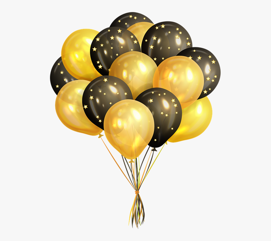 Black And Gold Balloons Png, Transparent Clipart