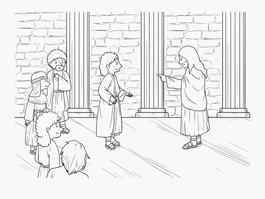 Art,text,human - Jesus Casts Out Evil Spirit Coloring Page, Transparent Clipart