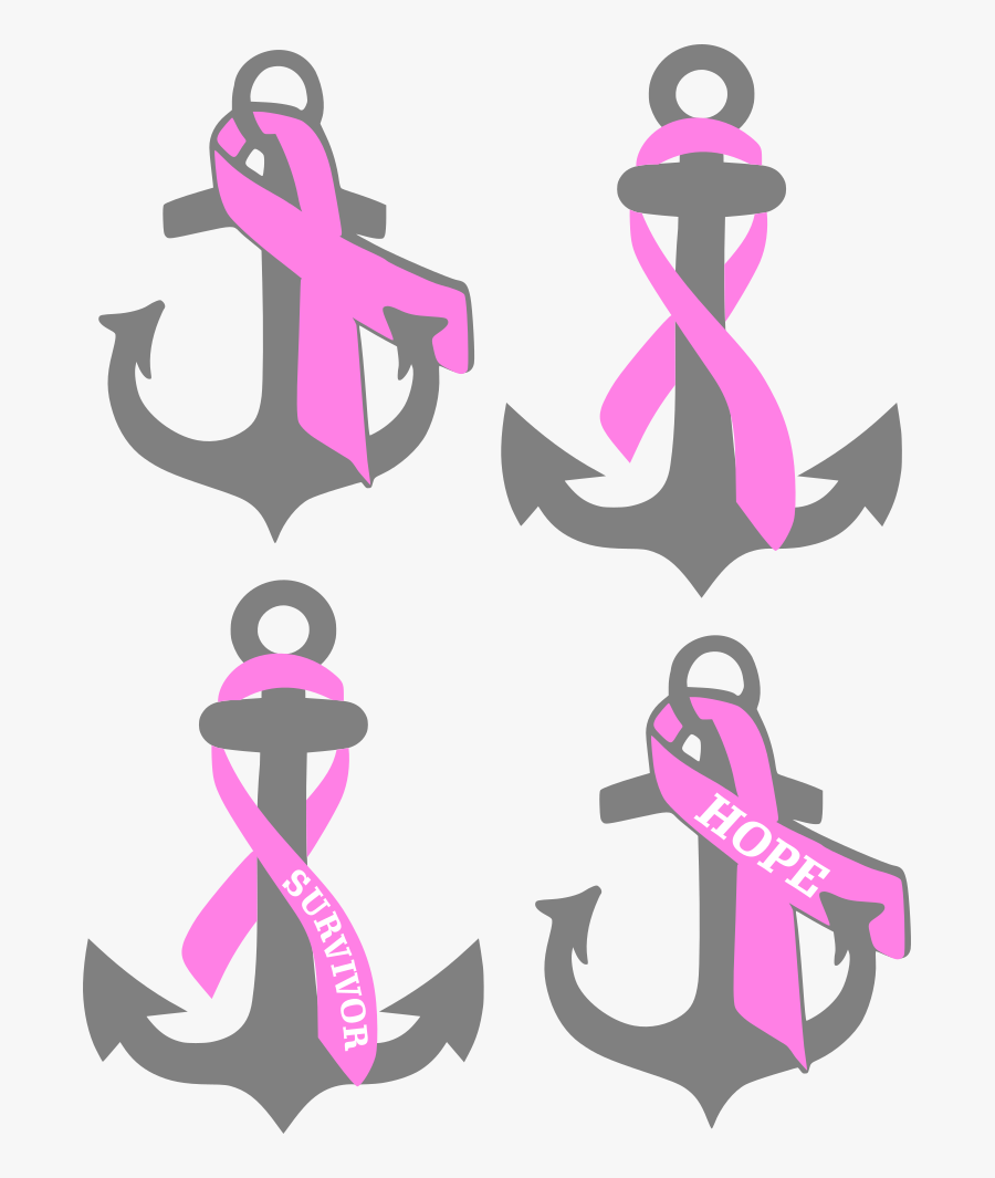 Clip Art Awareness Ribbon Cut File - Anchor And Cancer Ribbon, Transparent Clipart