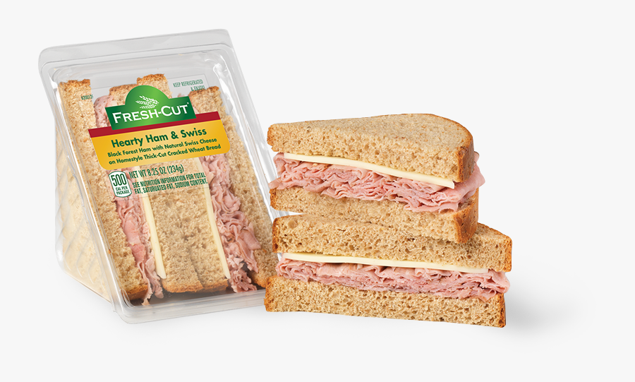 Black Forest Ham & Natural Swiss Hearty Size Wedge - Ham And Cheese Sandwich, Transparent Clipart