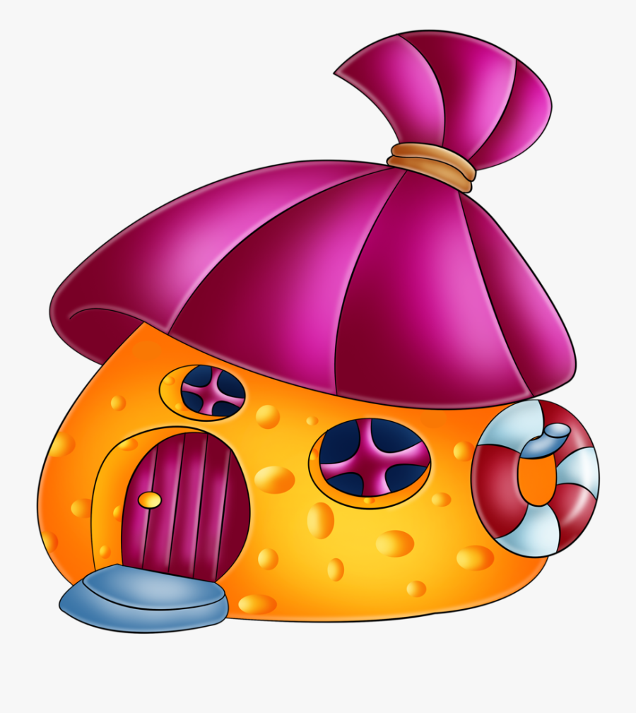 Purple House Pink Mushroom Clipart, Transparent Clipart