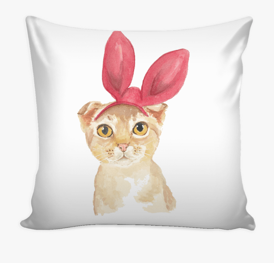 Clip Art Cat With Bunny Ears - Throw Pillow, Transparent Clipart