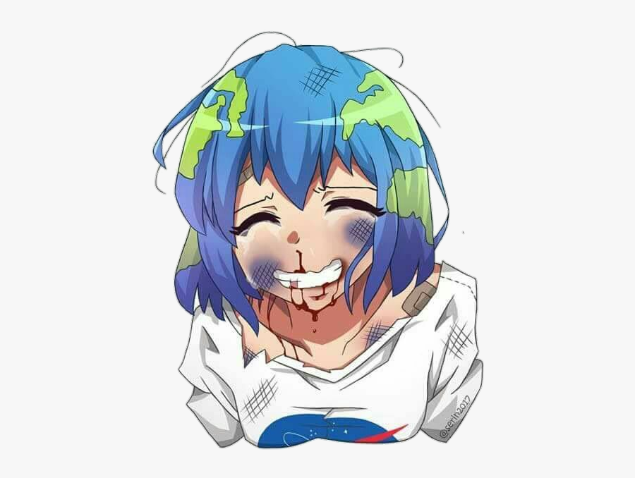 #earthchan #anime #flat #kawaii #contamination #earth - Anime Earth, Transparent Clipart