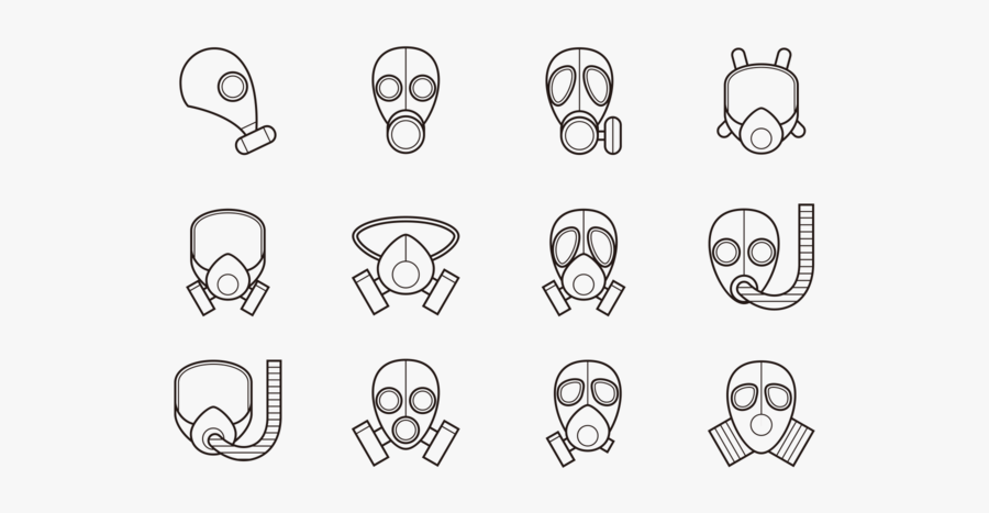 Respirator Icons Vector - Line Art, Transparent Clipart
