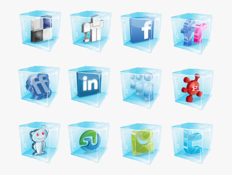 Ice Social Media Icons, Transparent Clipart