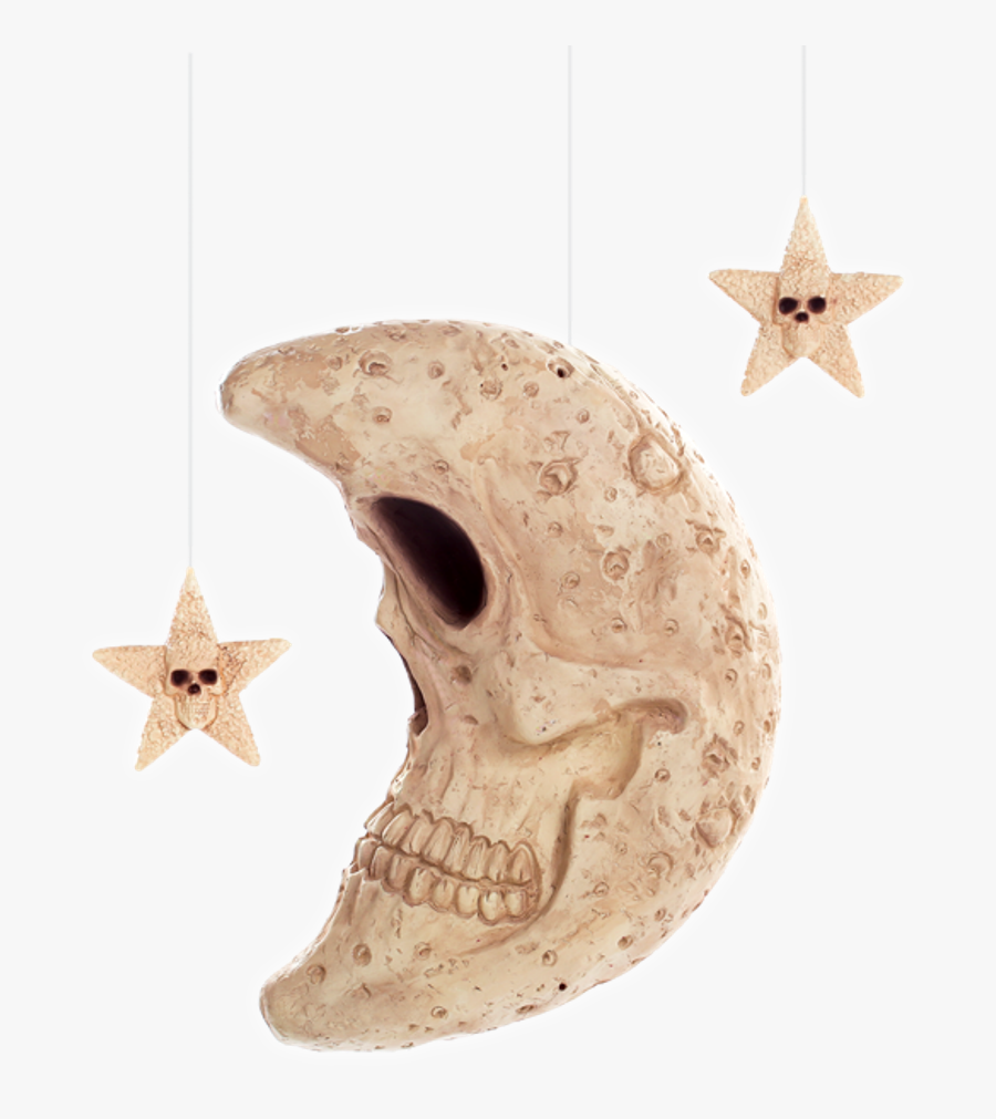 Celestrial Skull Moon And Stars Hanging Halloween Plastic - Halloween Star And Moon, Transparent Clipart