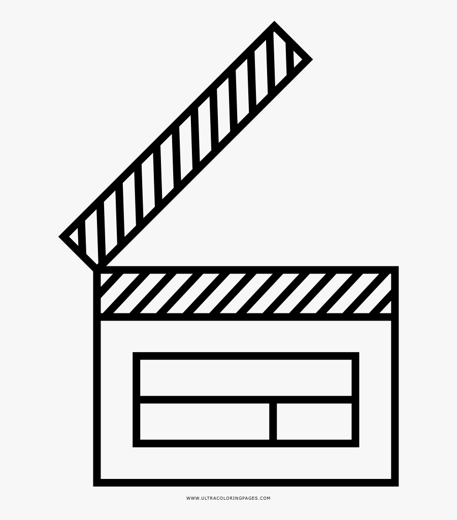 Clapper Board Coloring Page - Line Art, Transparent Clipart